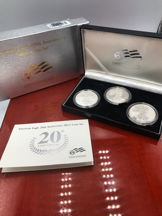 2006 3-Coin Anniversary American Silver Eagle 20th Anniversary Set of 3