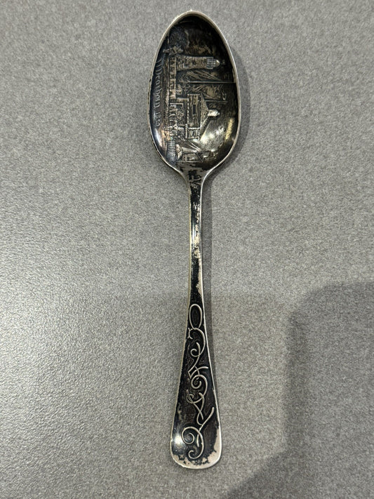 Sterling Silver Souvenir Spoon - Fort Dearborn Chicago Illinois 23.1 Grams 6”