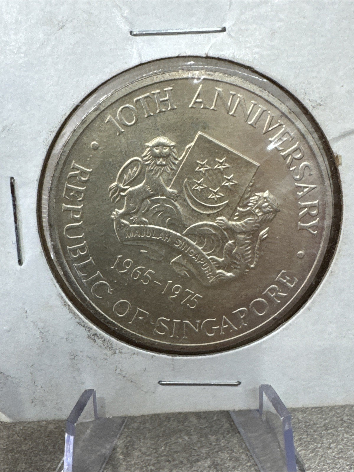 Singapore 1975 Dollar Silver~10th Anniversary Of Independence