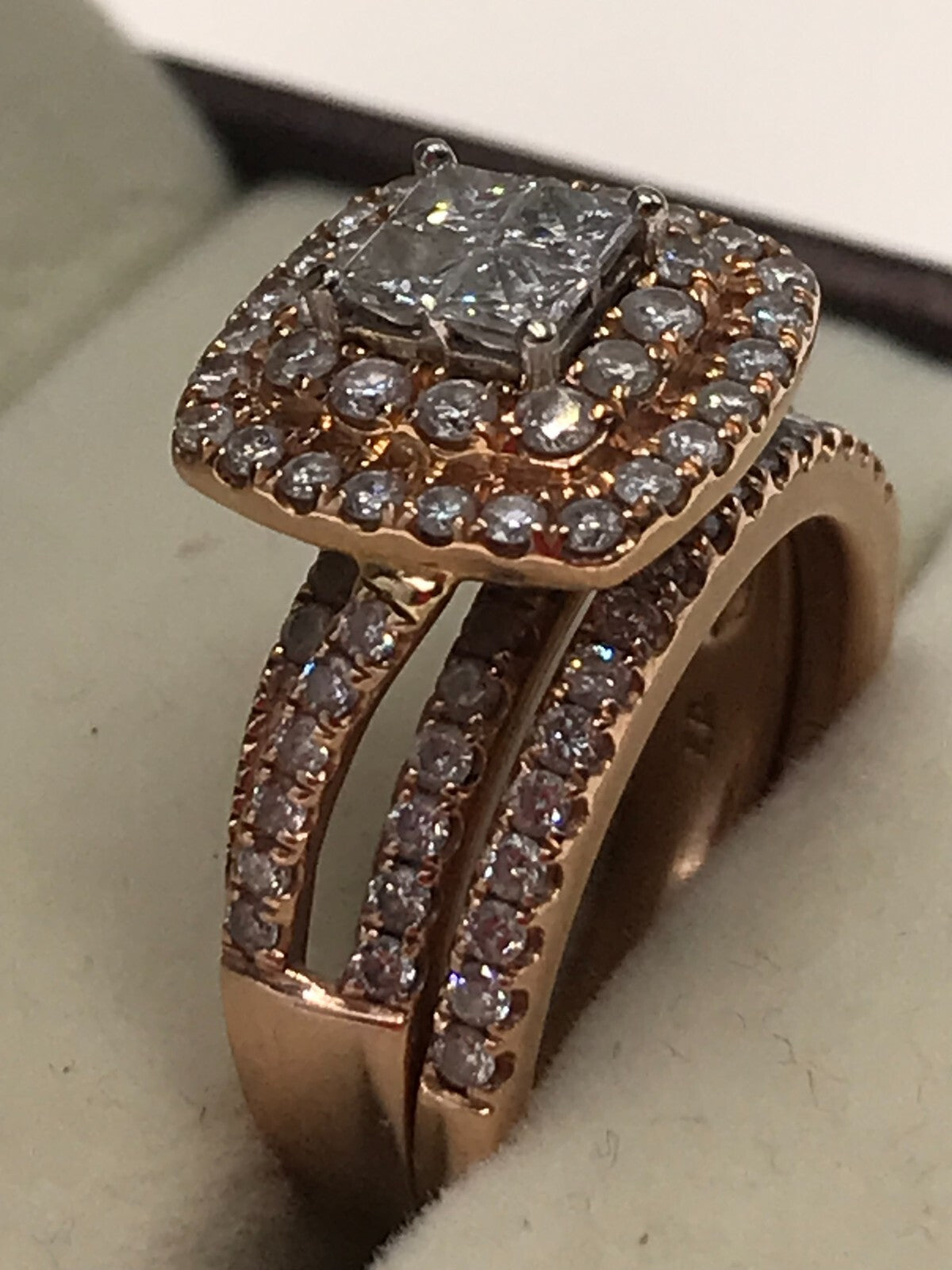 Bridal Engagement 14K Rose Gold Wedding Set 2 ct TDW Size 6.25 J-K SI1 SI2