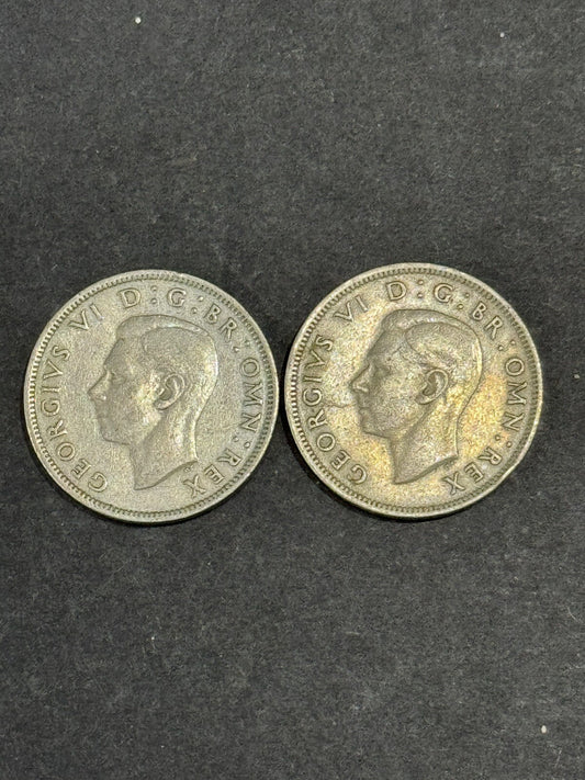 1948,1950 Great Britain George VI 2 Shillings Silver Coin Nice strike