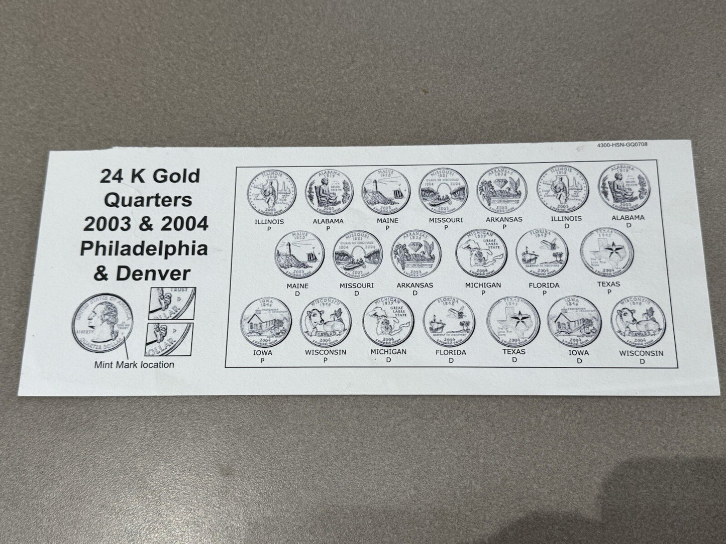 2003-2004 24kt Gold Plated US Mint State Quarters Set in Box