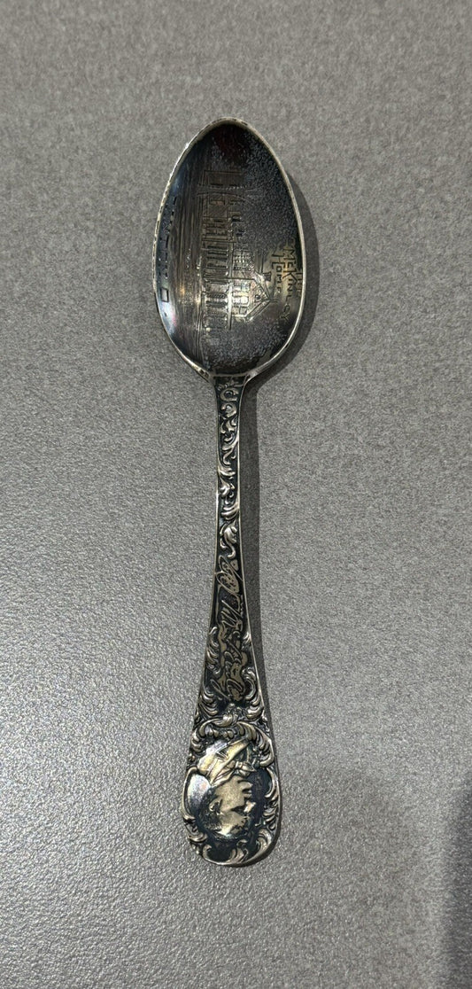 Wm McKinley McKinley Home Sterling Silver Souvenir Spoon 22.1 Gr 5 7/8”