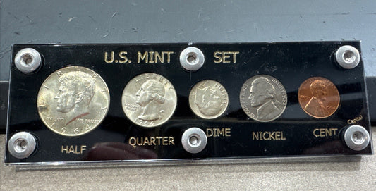 GEM 1964 U.S. PROOF SET ALL COINS SHARP & TONED IN LUSITE CASE