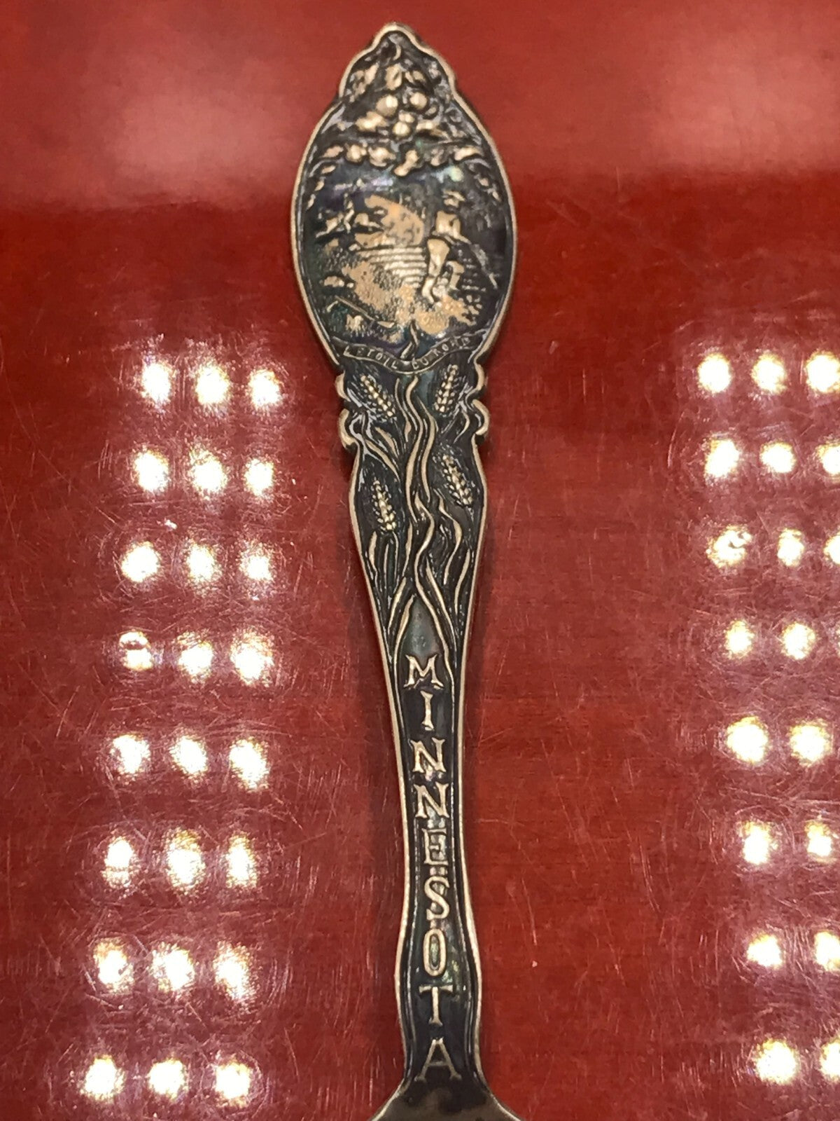 AERIAL BRIDGE DULUTH MINNESOTA STERLING SILVER SOUVENIR SPOON 13.2g 5" TONED