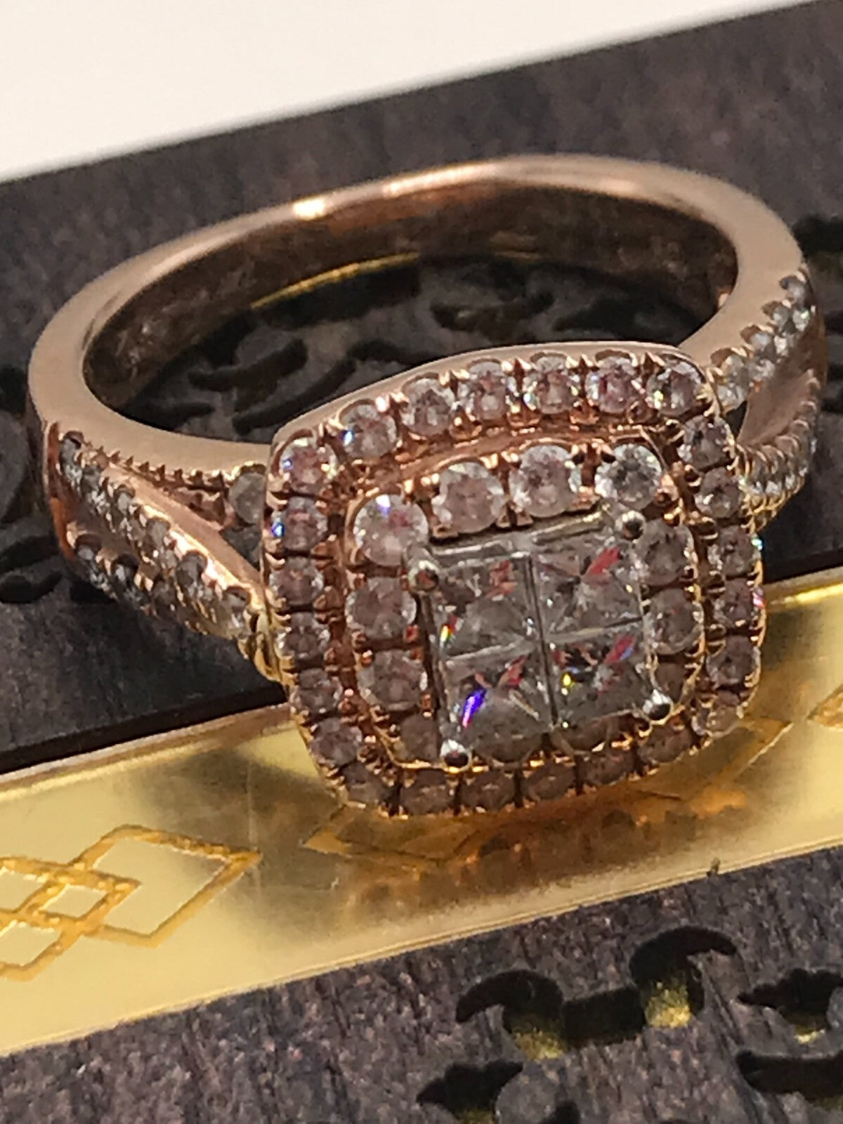 Bridal Engagement 14K Rose Gold Wedding Set 2 ct TDW Size 6.25 J-K SI1 SI2