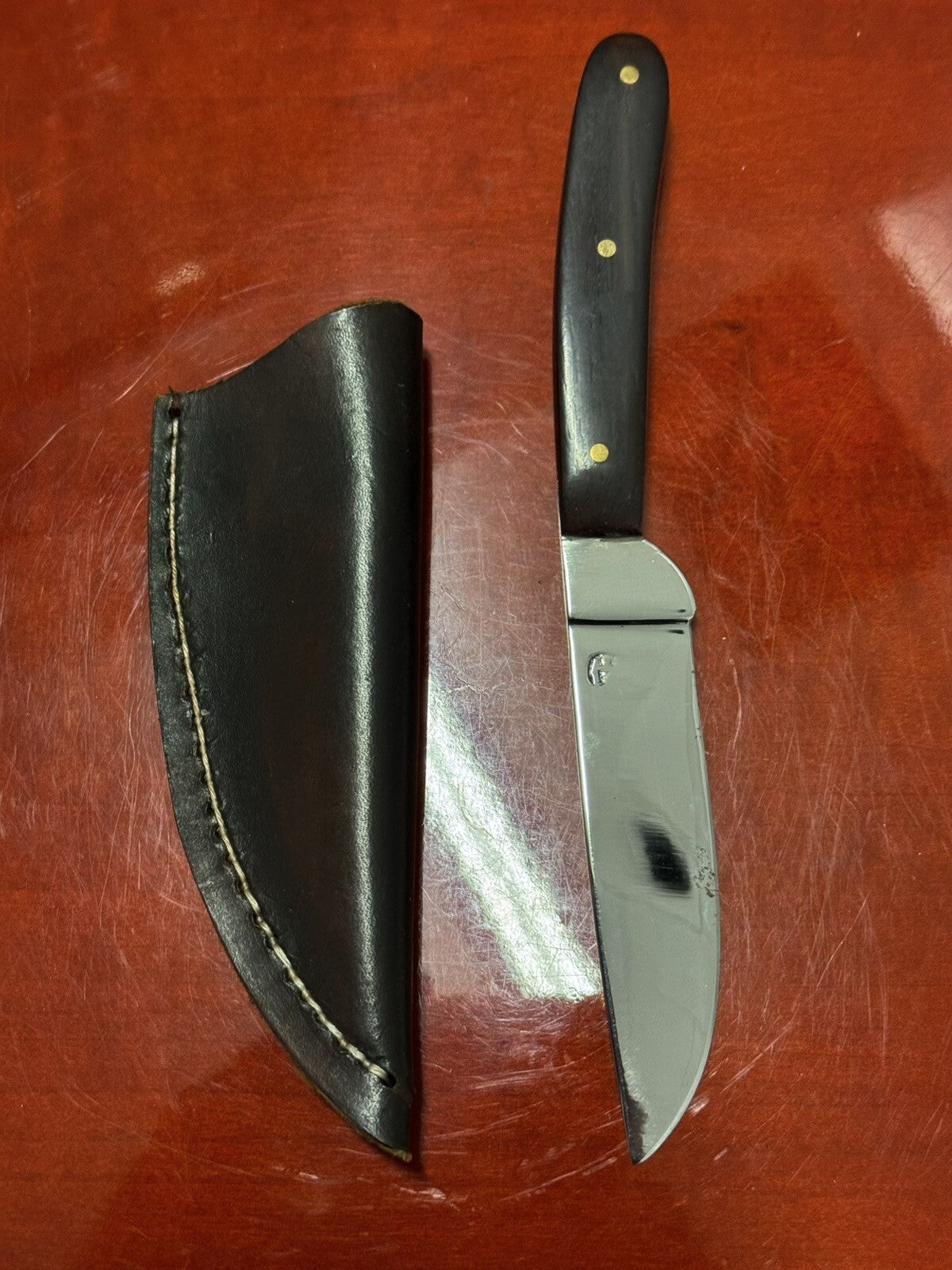 FIXED BLADE  KNIFE WITH STAINLESS BLADE & LEATHER SHEATH