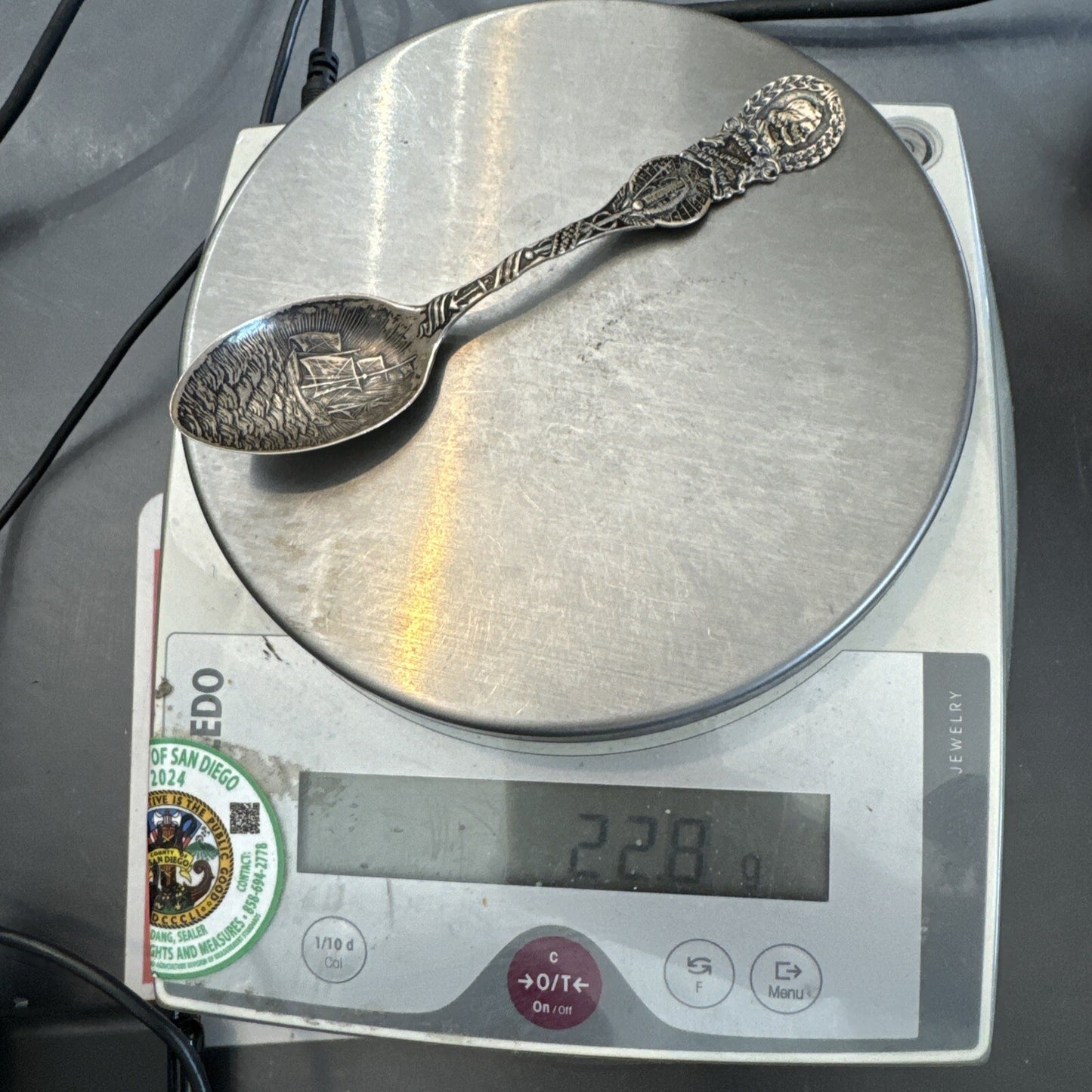 WORLD'S COLUMBIAN EXPOSITION 1895 STERLING SILVER SOUVENIR SPOON 22.8 Gr 5 7/8 “