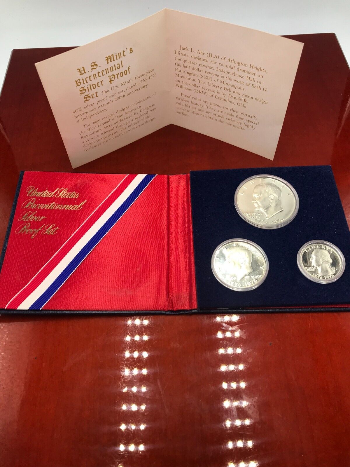 1776-1976 US Mint Bicentennial Silver Proof Set - Original Holder - 3 Coins