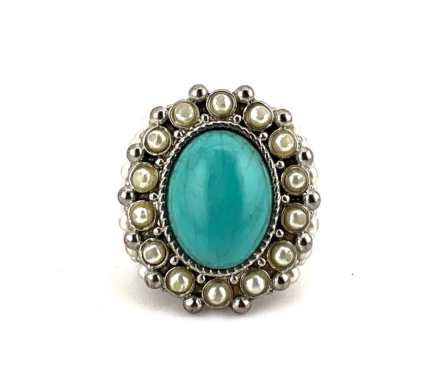 Sterling silver ring with turquoise main stone