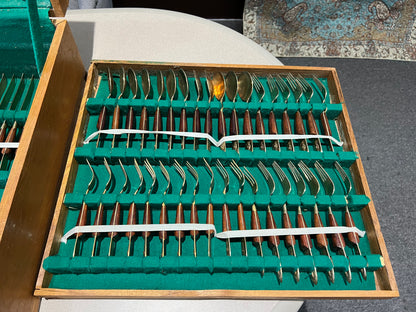 1950's Siam Flatware Huge Wood Boxed Set