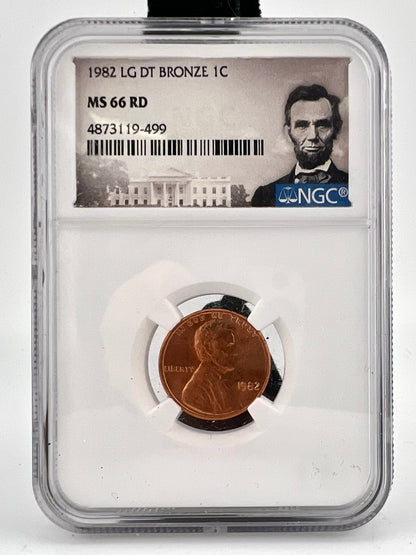 1982 Large Date Bronze Lincoln Cent NGC MS-66 RD