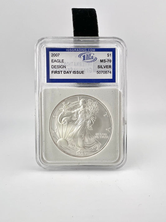 2007 Silver Eagle Graded MS 70 First Day Issue IGS