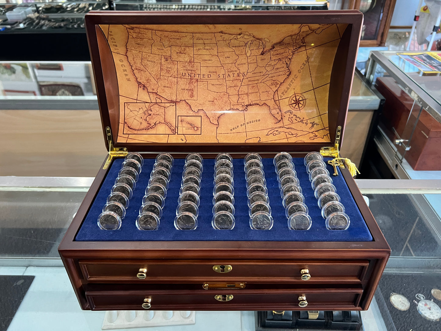 Danbury Mint Complete State Quarters Treasure Chest Collection Set