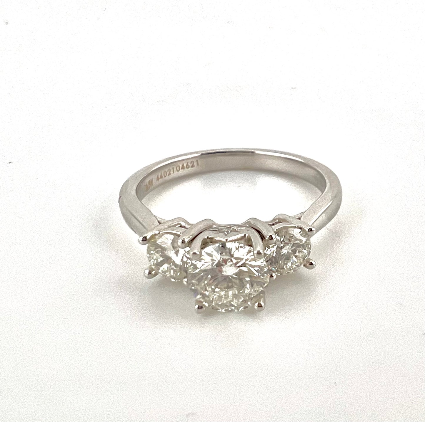 14k white gold ring with 3 diamonds