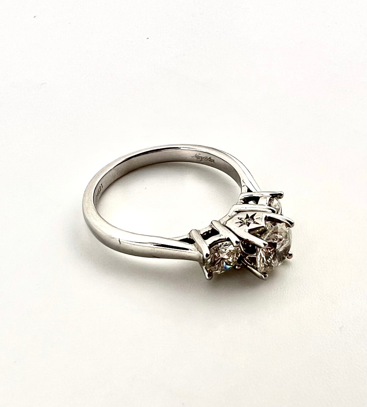 14k white gold ring with 3 diamonds