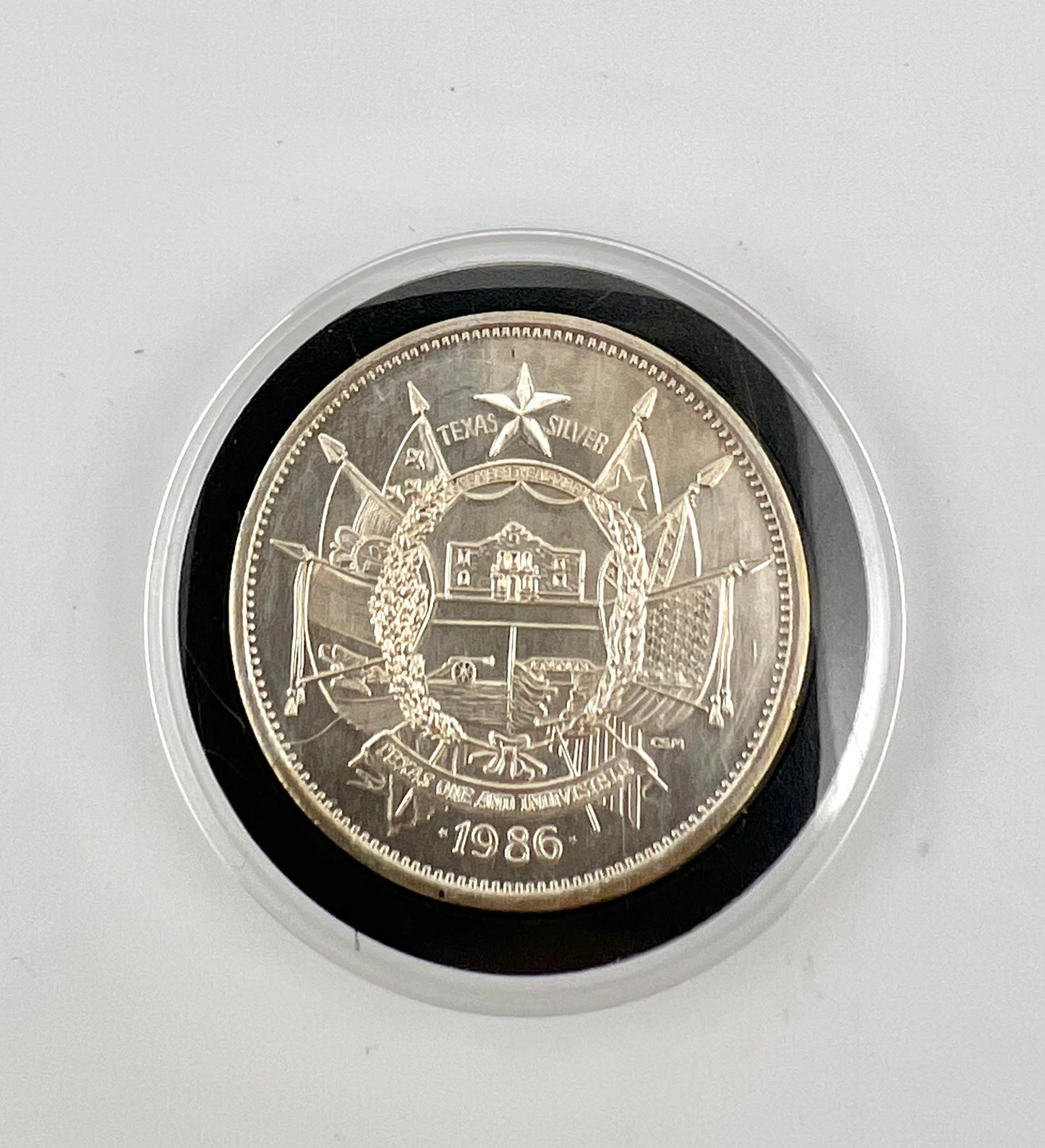 1 oz silver round The State of Texas 1986 Texas One And Indivisible