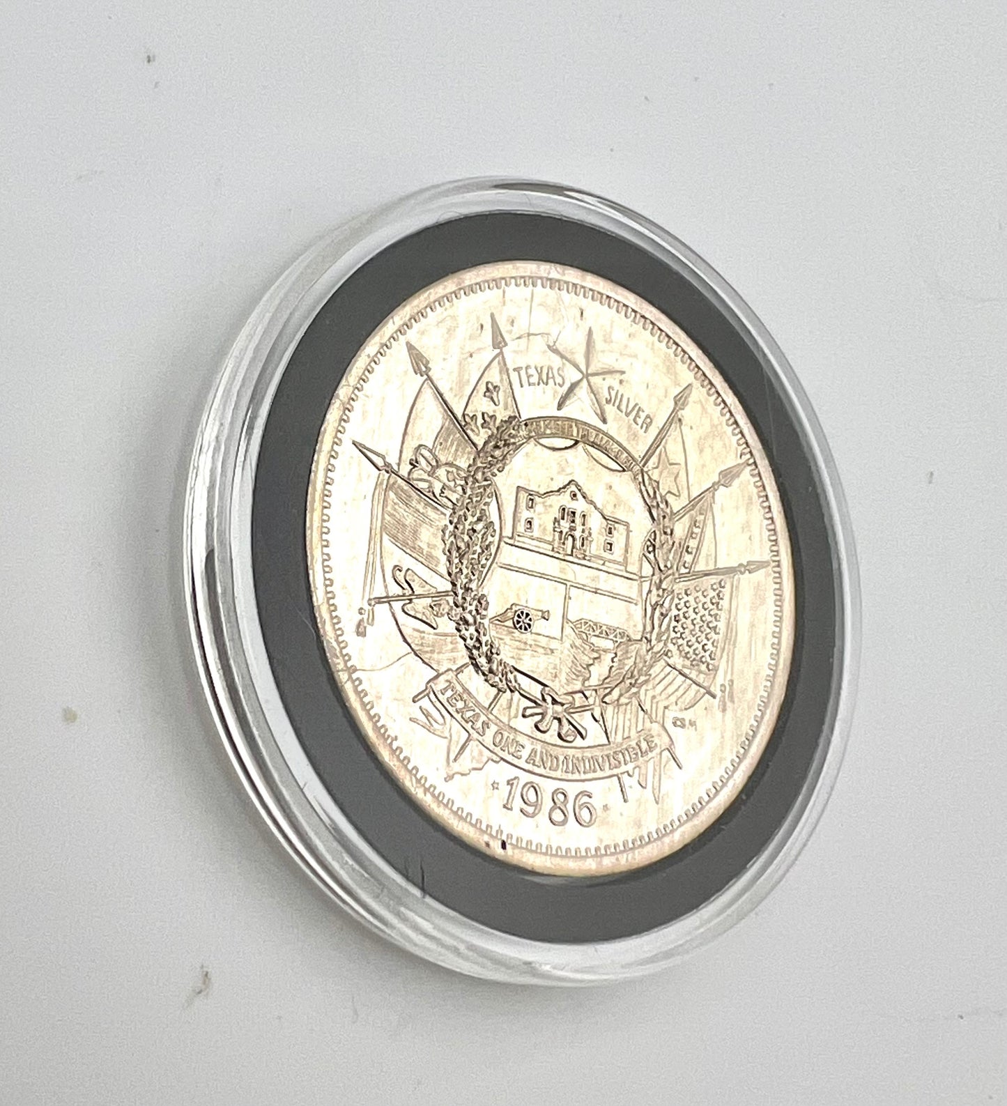 1 oz silver round The State of Texas 1986 Texas One And Indivisible