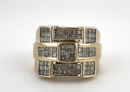 14k mens fancy princess cut invinsible setting diamond ring