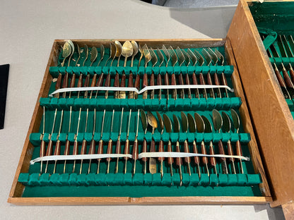 1950's Siam Flatware Huge Wood Boxed Set