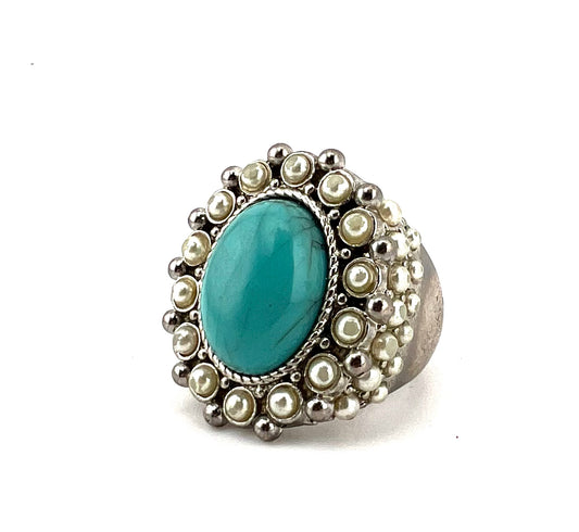 Sterling silver ring with turquoise main stone