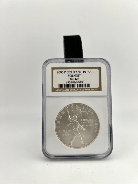 2006 NGC Benjamin Franklin - Scientist Silver Commemorative Dollar MS-69 NGC