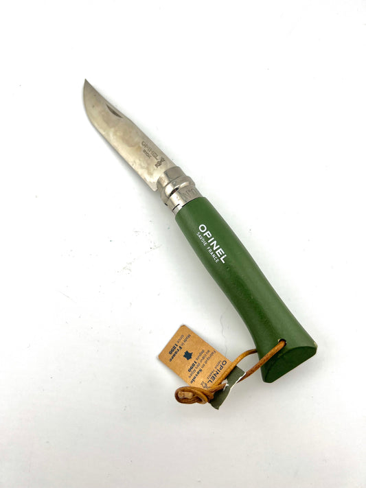 Opinel N08 Folding Knife 3.25", with Forest Green Beechwood Handle