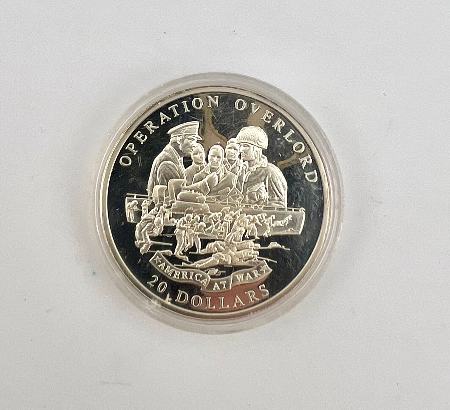 Operation Overlord America At War Proof Limited Coin 20 Dollars Sterling 2003