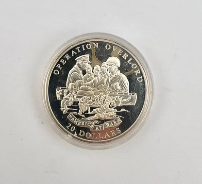 Operation Overlord America At War Proof Limited Coin 20 Dollars Sterling 2003