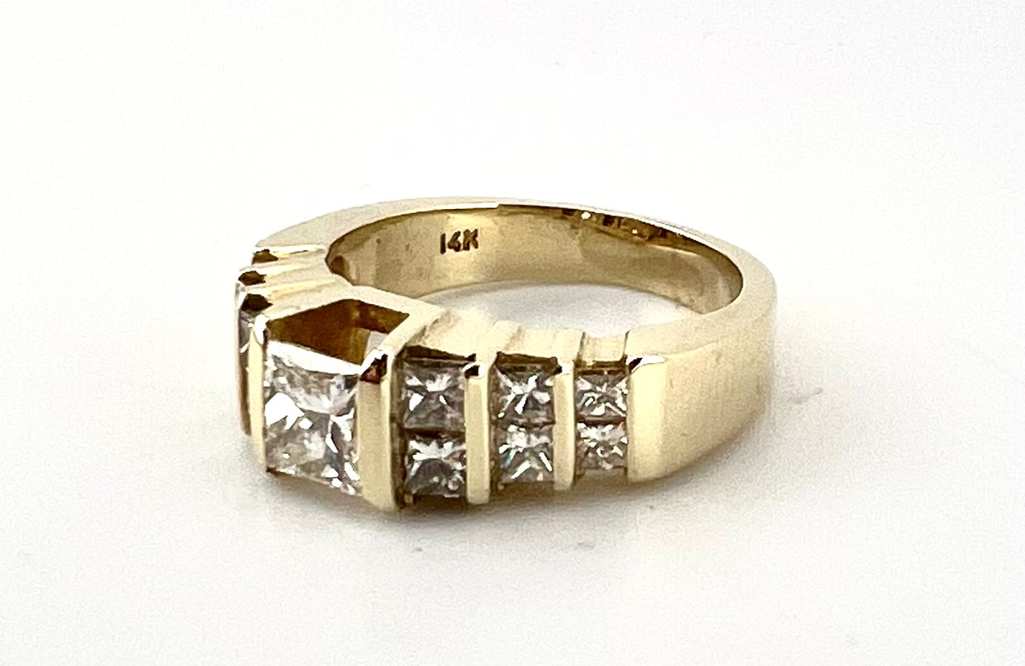 14k yellow gold ladies princess cut diamond ring