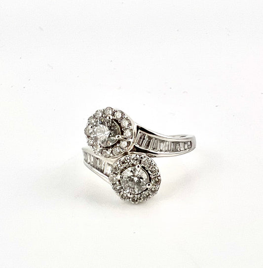 14k white gold double halo set diamond