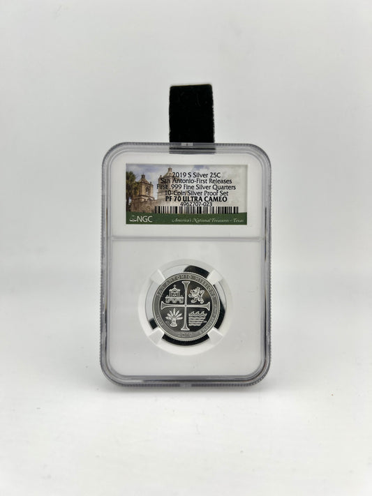 2019 S Silver 25C San Antonio - Early Releases First .999 Silver PF70 Cameo NGC