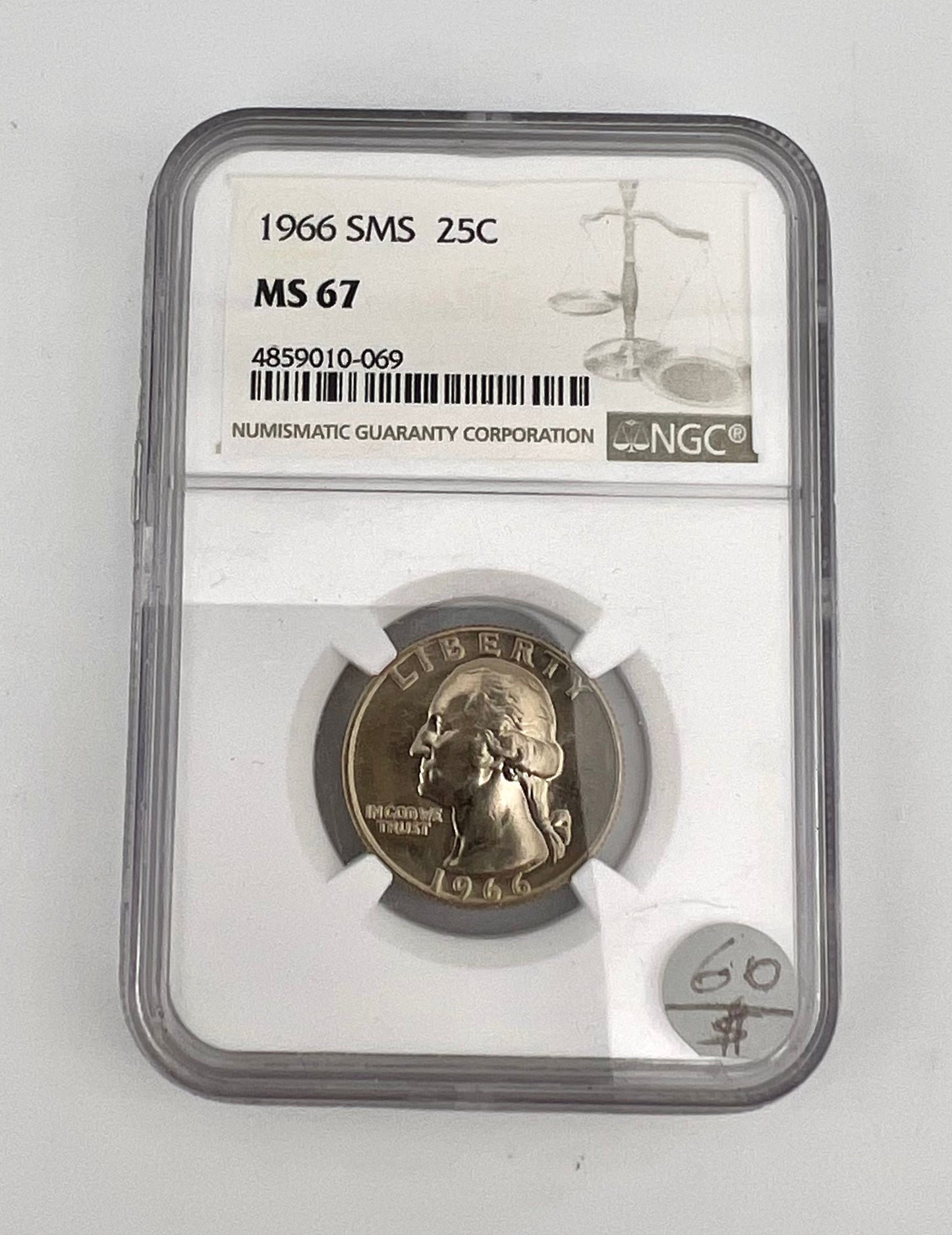 1966 SMS Washington Quarter certified MS 67 by NGC