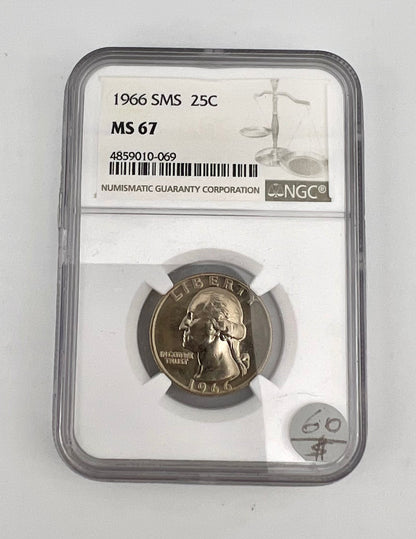 1966 SMS Washington Quarter certified MS 67 by NGC