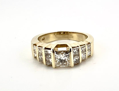 14k yellow gold ladies princess cut diamond ring