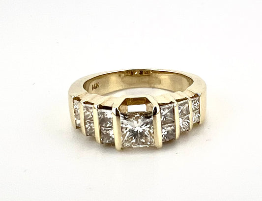 14k yellow gold ladies princess cut diamond ring