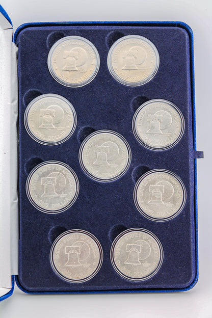 PEANUTS Snoopy 1976 IKE Eisenhower Dollar U.S. 9-Coin Set THEN & NOW with Display Box