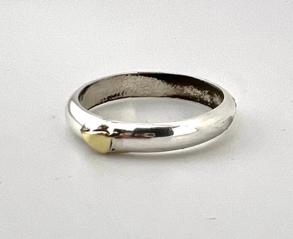 Ladies two tones sterling silver and gold ring