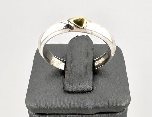 Ladies two tones sterling silver and gold ring