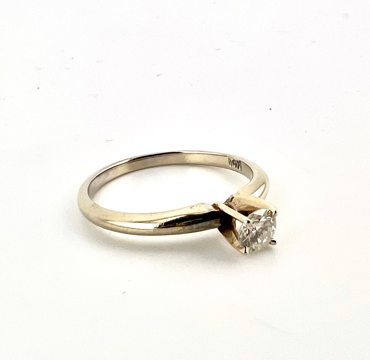 14k white gold ring ladies with small cz center stone