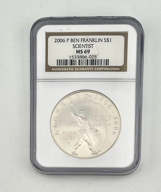 2006 NGC Benjamin Franklin - Scientist Silver Commemorative Dollar MS-69