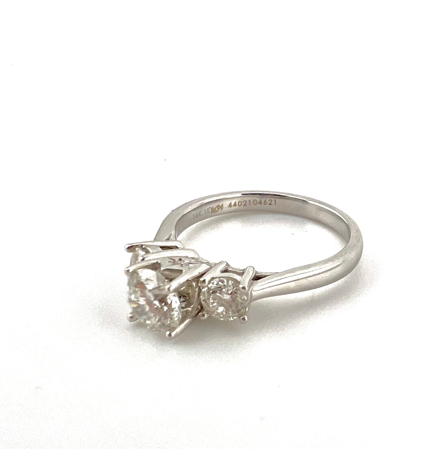 14k white gold ring with 3 diamonds