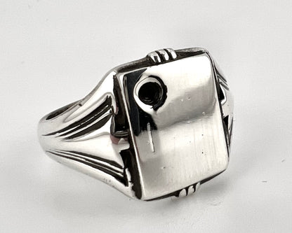 Sterling silver square ring men’s