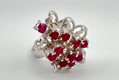 Ladies sterling silver ring with Ruby and heart-shaped design