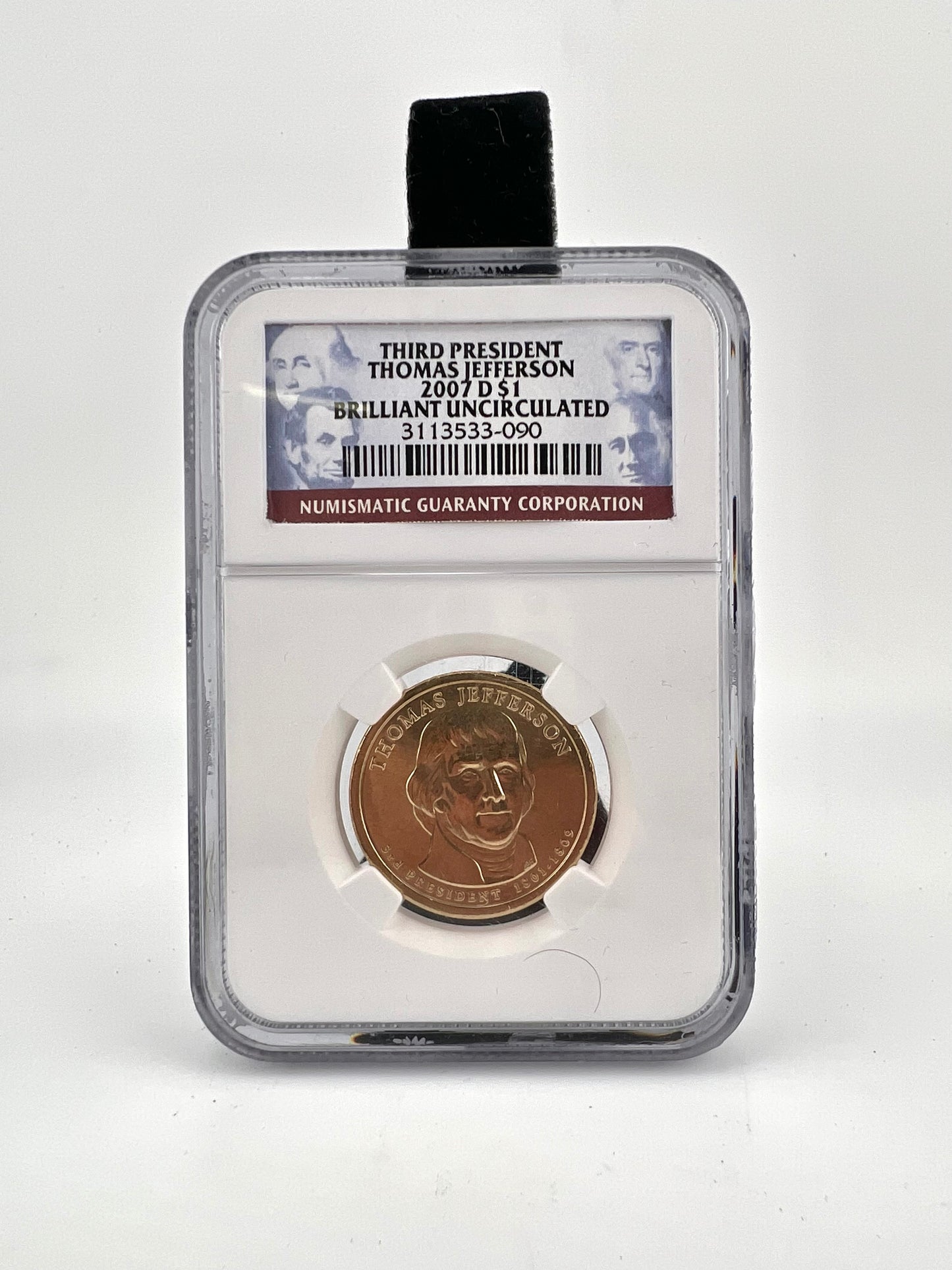 2007 D $1 One Dollar Third President Thomas Jefferson Brilliant Uncirculated NGC