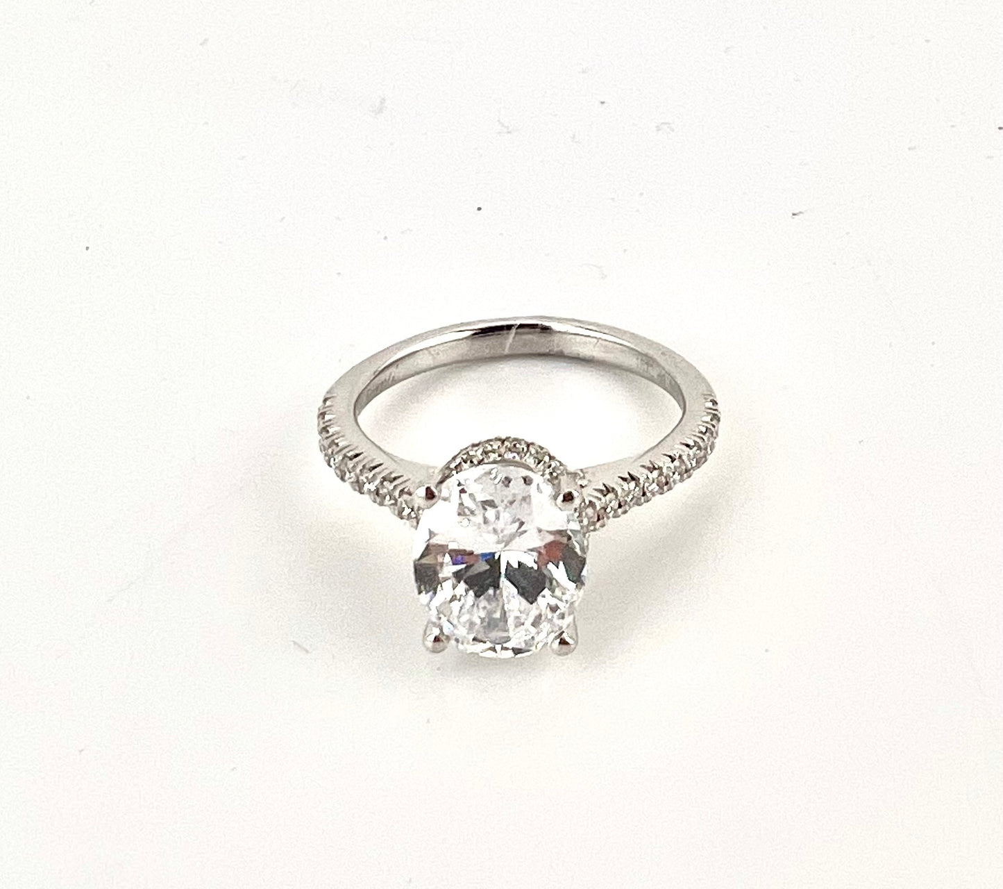 14k white gold ring ladies with CZ stone