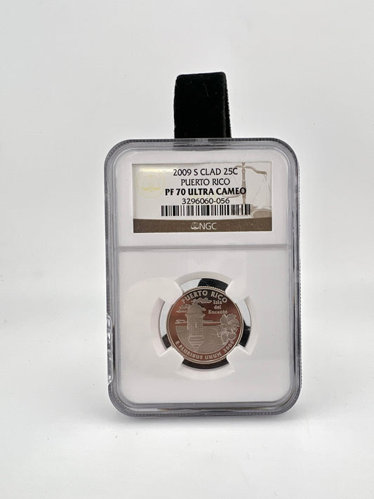 2009 S CLAD 25C PF 70 Proof Ultra Cameo Puerto Rico Quarter Coin NGC Graded