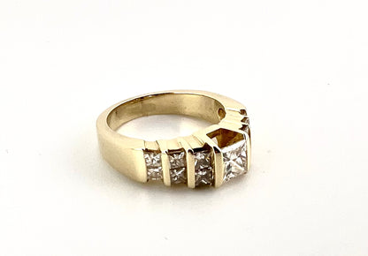 14k yellow gold ladies princess cut diamond ring