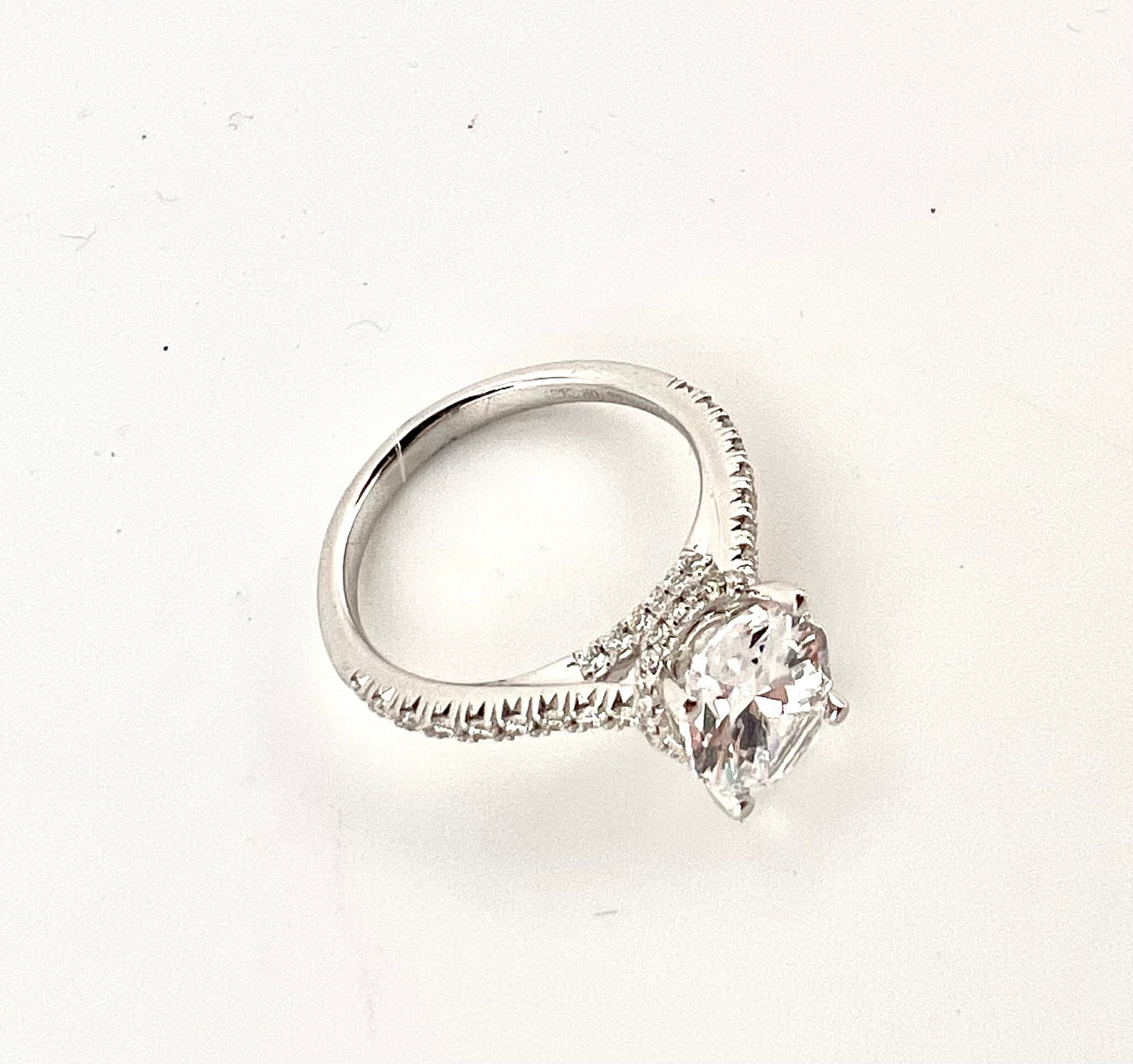 14k white gold ring ladies with CZ stone