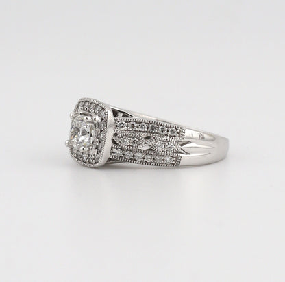 14k White Gold Halo Diamond Ring Ladies